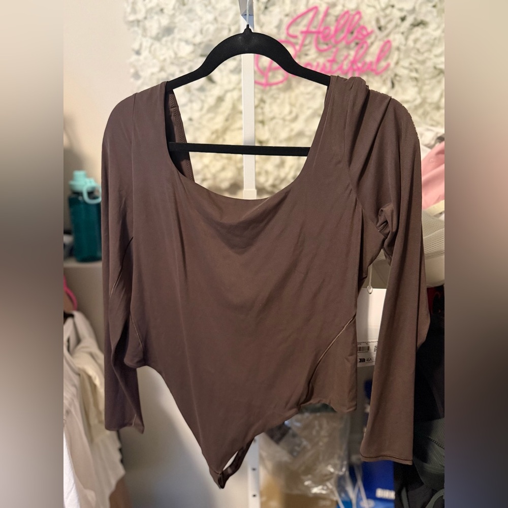 lululemon Espresso Nulu Square-Neck Long Sleeve Bodysuit - Picture 2 of 4